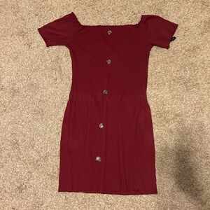 Elegant Burgundy Button-Down Dress